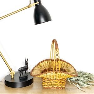 Vintage Two Tone Basket with Flared Edge & Handle